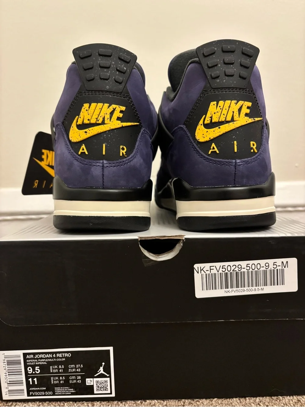 Air Jordan 4 Retro Lakers with Yellow Jumpman